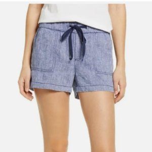 Caslon - Tie Waist Linen Shorts in Navy Crossdye